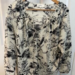 Bohme Long Sleeved Boho Peasant Blouse Top, L